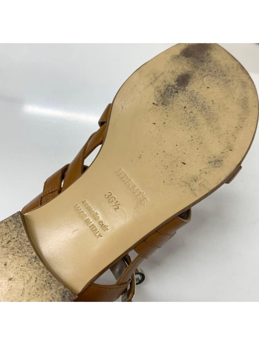 Hermes Leather Kelly Strap Sandals Brown - Picture 8 of 11